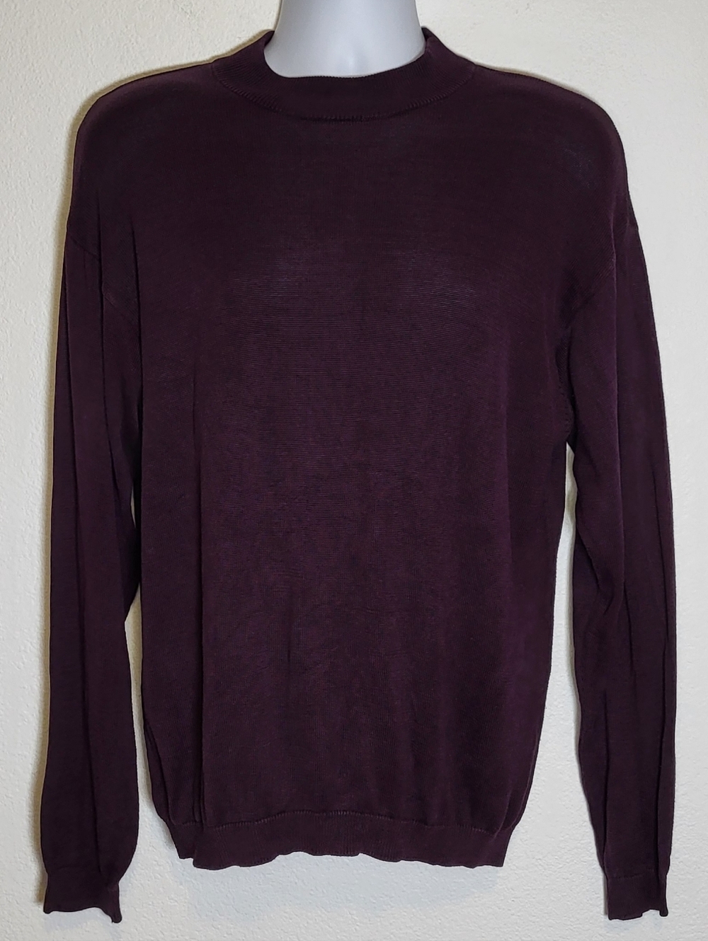 Barry Bricken Silk Crewneck Sweater in Plum size Large